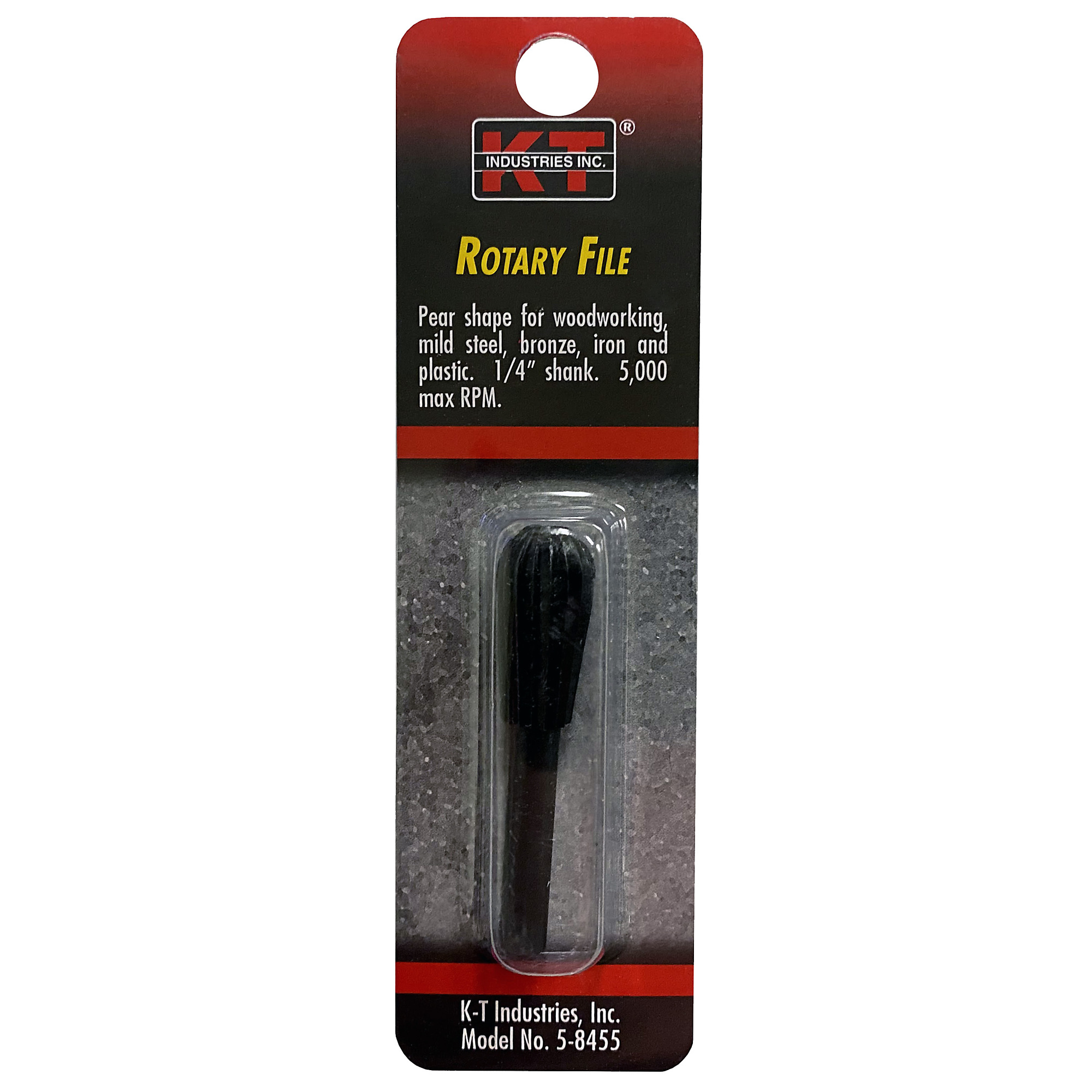 K-T Industries Pear-Shaped File — 1/4in. Shank, Hardened Steel, Model# 5-8455